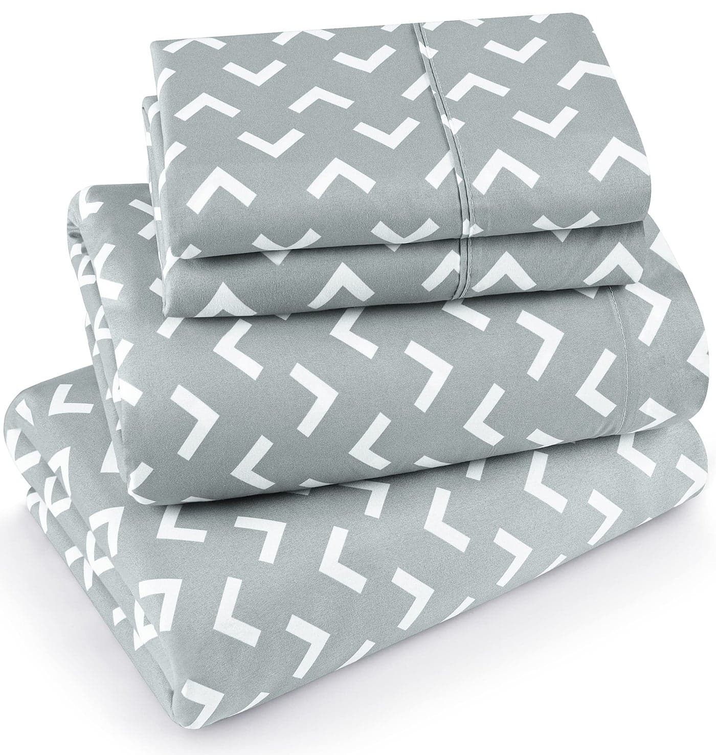 Utopia Bedding Queen Sheet Set Soft Microfiber 4 Piece Bed Sheets with 15 Deep Pocket Easy Care Brushed Microfiber Arrows White