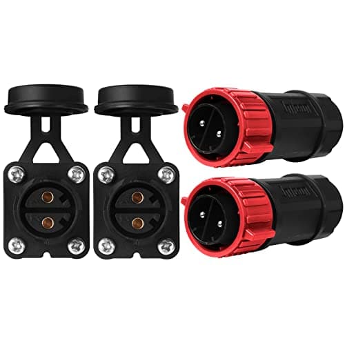 Trolling Motor Plug Receptacle Set 12V24V 36V48V Plug for Trolling MotorDown RiggerFishing ReelWaterproof Marine Boat DC Power ConnectorRed 2 Pack