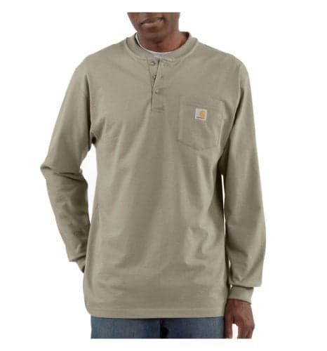 Carhartt Men's Workwear Pocket Long Sleeve Henley, Desert, Small