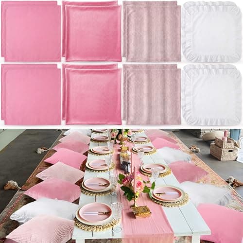 Yuntau 16 Pcs Pink Picnic Pillow Covers Only Summer Birthday Party Picnic Set Mordern Cushion Aesthetic Throw Cover 18x18 Inch for Brunch Bachelorette Backyard Beach Couch Bed Sofa Decor
