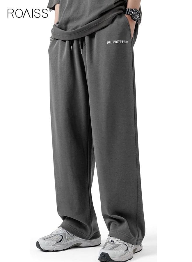 Men's Cotton Sweatpants Loose Fit Baggy Straight Leg Jogger Pants for Men Lounge Yoga Pants Draped Wide-Leg Pants Men's Outdoor Sports Pants Spring and Fall Casual Pants Grey