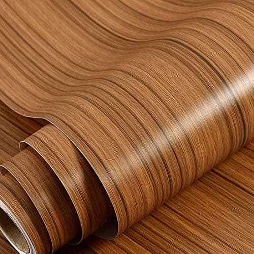 wolpin Wall Stickers Furniture Solid Wallpaper Wood Door, Diy Vinyl, Almirah, Shelf Liner, Revamp Desk Table Top, Wardrobe, Kitchen Cupboard Decoration Self Adhesive, Brown, 3 Meter, 0.45 Centimeters