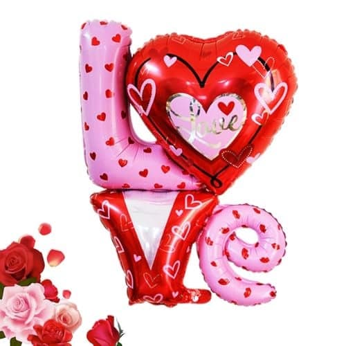 Pop The Party Love Foil Balloons, Red & Pink Love Mylar Letter Balloons Valentines Day Decoration Kit Romantic Wedding Anniversary Decor Bridal Shower Birthday Party Decorations