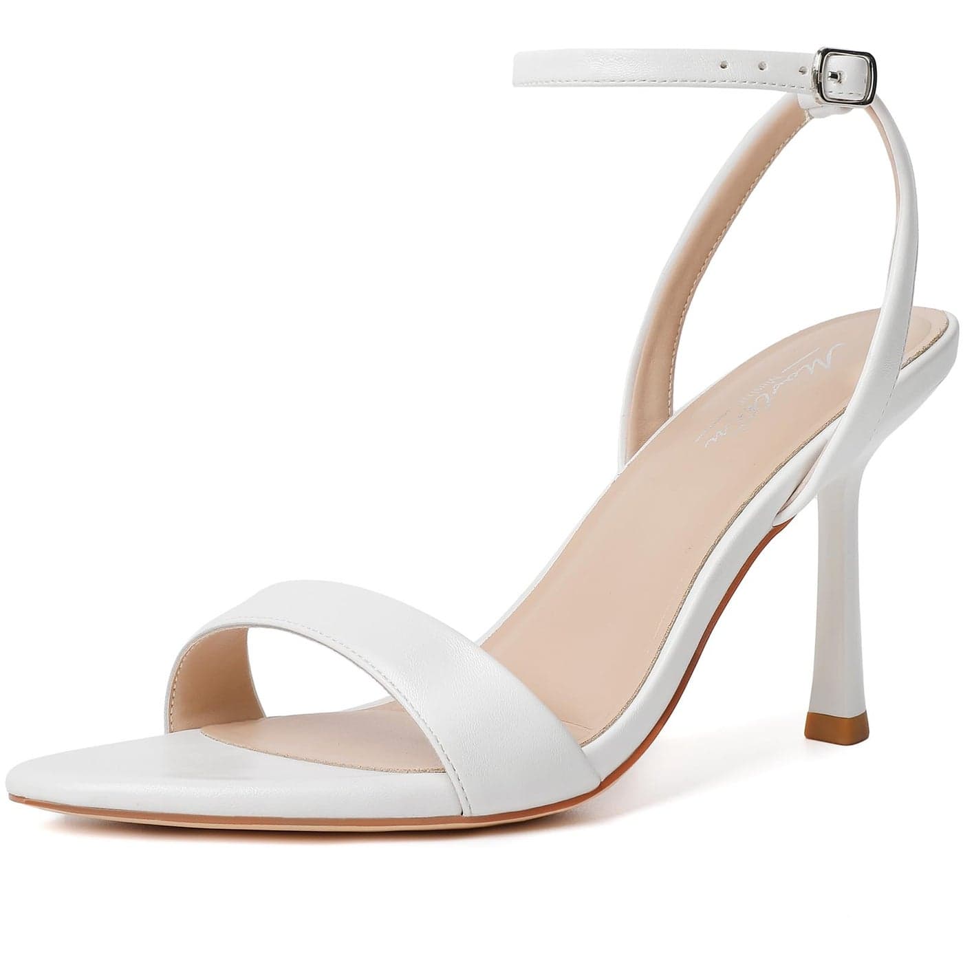 Mostrin White Heels for Women Strappy Lace Up Ankle Strap Heels Pointed Open Toe Stiletto High Heeled Sandals for Prom Party Daily Wedding Bridal Shoes Size 115