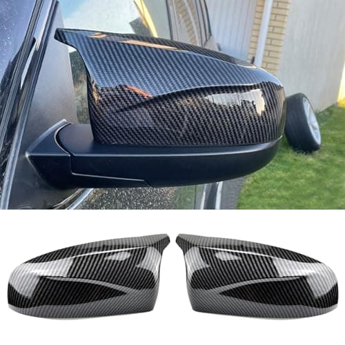 Venveal Side Mirror Covers Compatible with B-MW X5 E70 2006-2013 X6 E71 E72 2007-2014, Door Rearview Mirror Cap Replacement,Bonus Blind Spot Mirrors Included (Carbon Black)