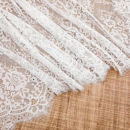 Floral Embroidered Laces Fabric 1575 Wide 3 Yard White Eyelash Lace Fabric Lace Ribbon Laces Trim Ribbon for Wedding Sewing DIY Crafting Home Decor White