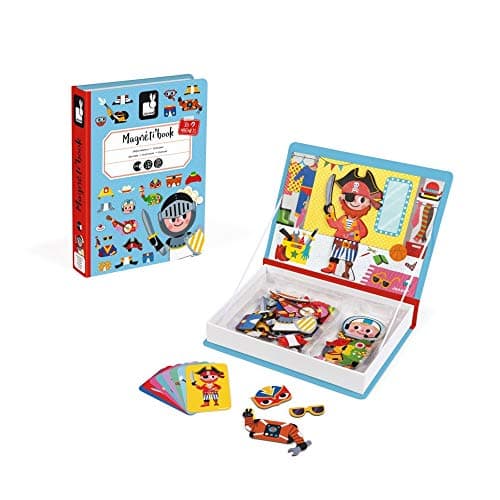 Janod MagnetiBook 45 pc Magnetic Boys Costumes Dress Up Game Travel Entertainment Encourages Imaginative Play Boosts Creativity and Confidence Enhances Fine Motor Skills