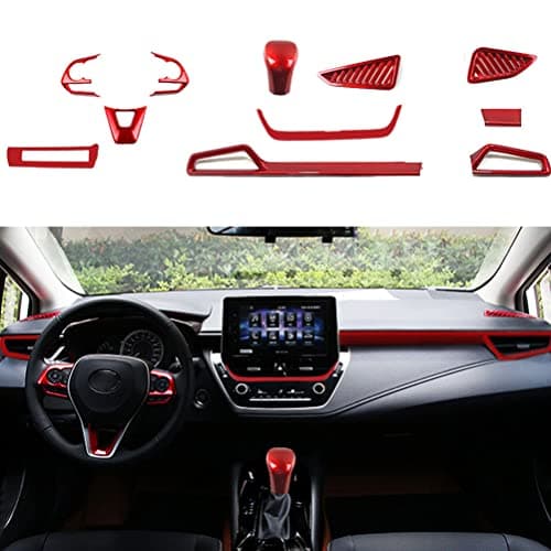 BOYUER for Toyota Corolla 2020 2021 2022 2023 2024 11PCS ABS Interior Full Accessories Center Console Gear Box Cover Trim Decoration Stickers(Wine red)