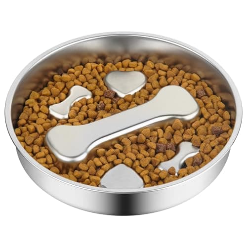 Novery Slow Feeder Dog Bowl 2 Cups Stainless Steel Dog Slow Feeder Food Bowl Metal NonSlip Lick PlatePuppy or Cat Food HolderPet SuppliesPuzzle Maze Dish for Medium Sized Breeds