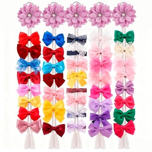 5PCS Flowers Holder Hair Bow Organizer Hair Clips Storage Bow Holder for Girls Hair Bows Baby Headband Hair Accessories Organizer Accessories Display Wall Hanging for Nursery Decors 5tyhzi01