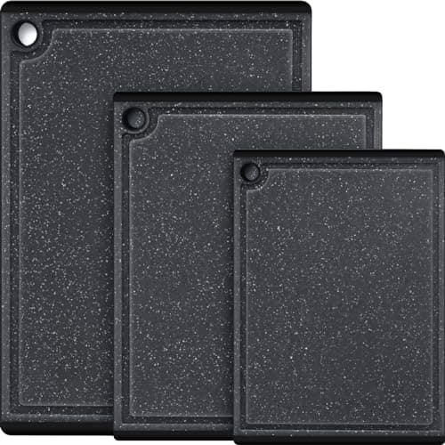Plastic Cutting Boards for Kitchen 3Piece Large Cutting Board Set Dishwasher Safe Chopping Boards with Nonslip Feet and Juice Grooves Kikcoin