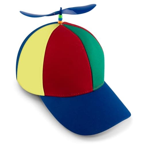 AUEAR, Propeller Hat Adult Detachable Baseball Cap Rainbow Top Brightly Color Blue Brim