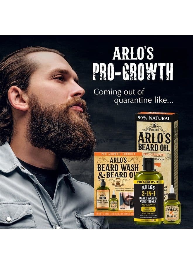 Pro-Growth 2-in-1 Beard Wash and Conditioner - Vanilla Sandalwood with Menthol 12 oz