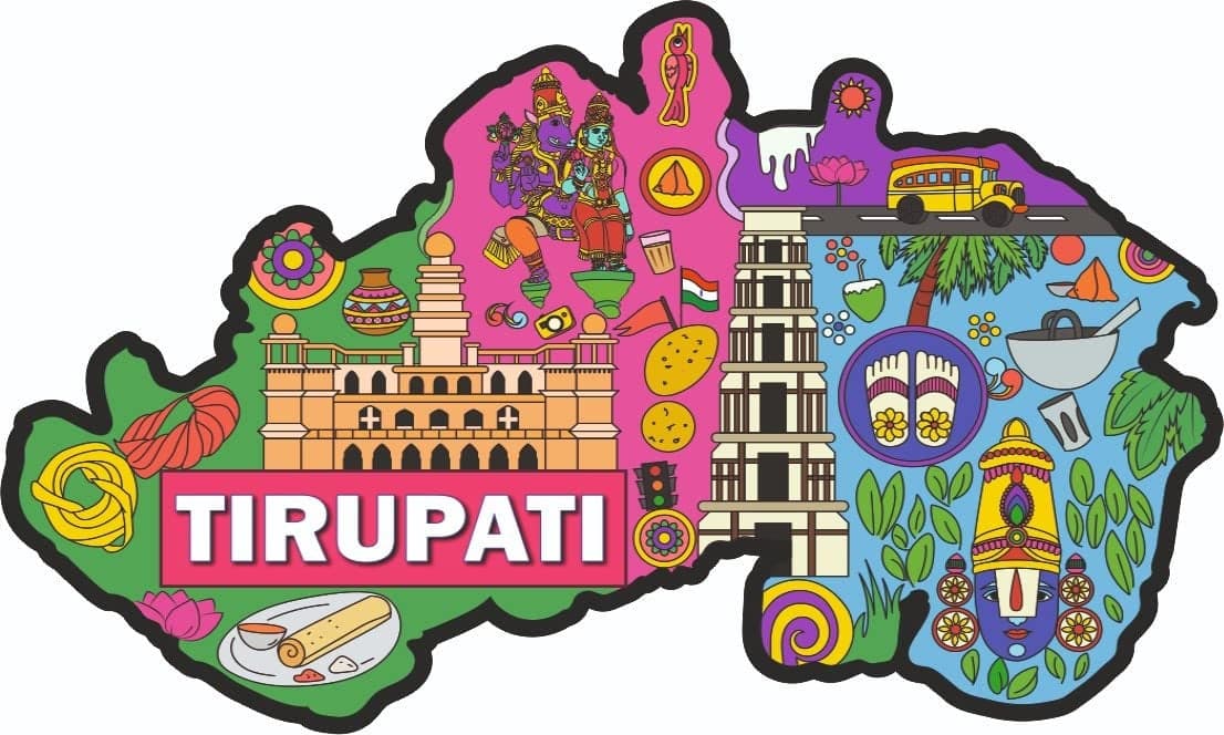 Skywalk India Souvenir Wooden MDF Tirupati Fridge Magnet (Multicolour) PBS-M-601