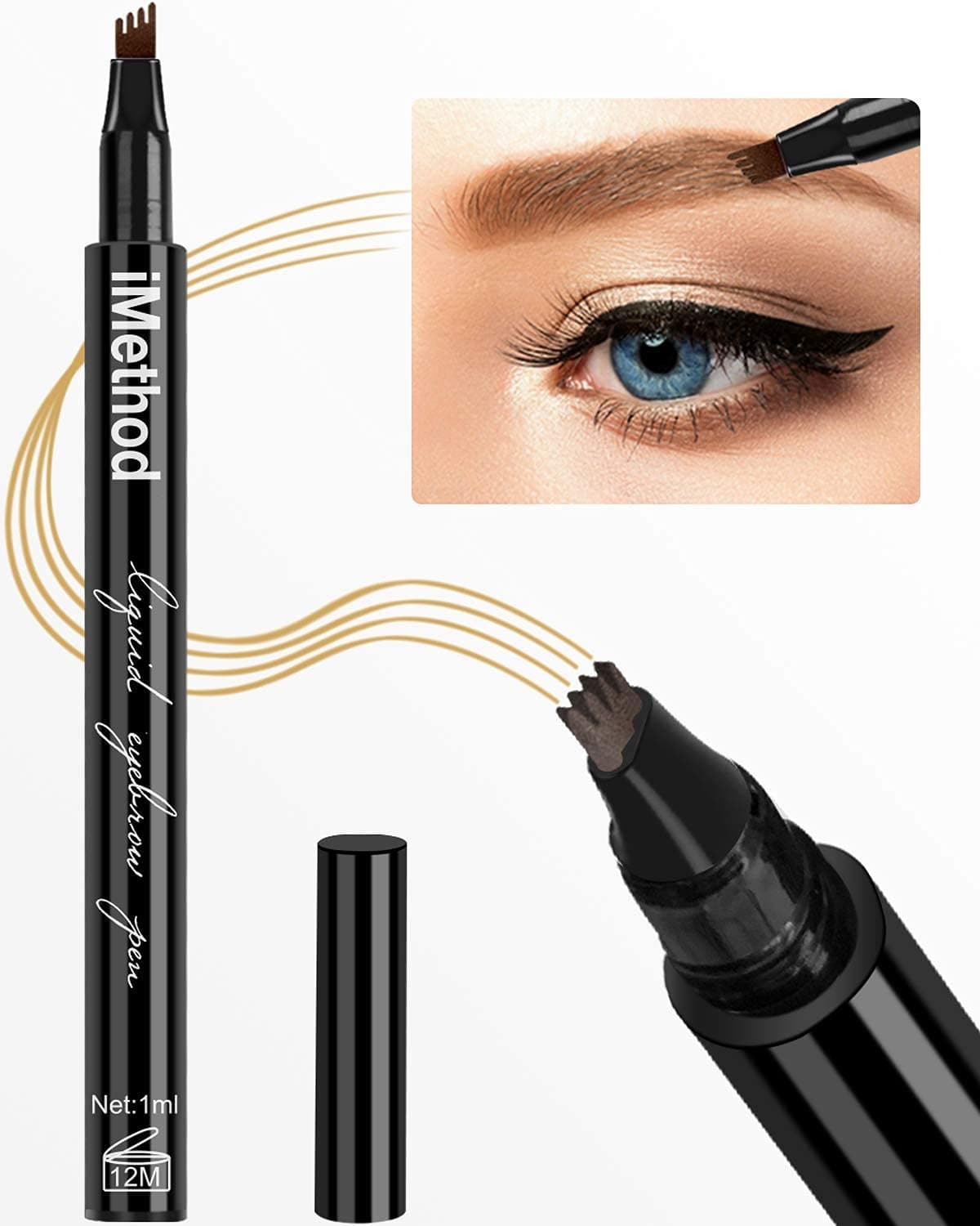iMethod Eyebrow Pen iMethod Eye Brown Makeup Eyebrow Pencil with a MicroFork Tip Applicator Creates Natural Looking Brows Effortlessly and Stays on All Day Dark Brown