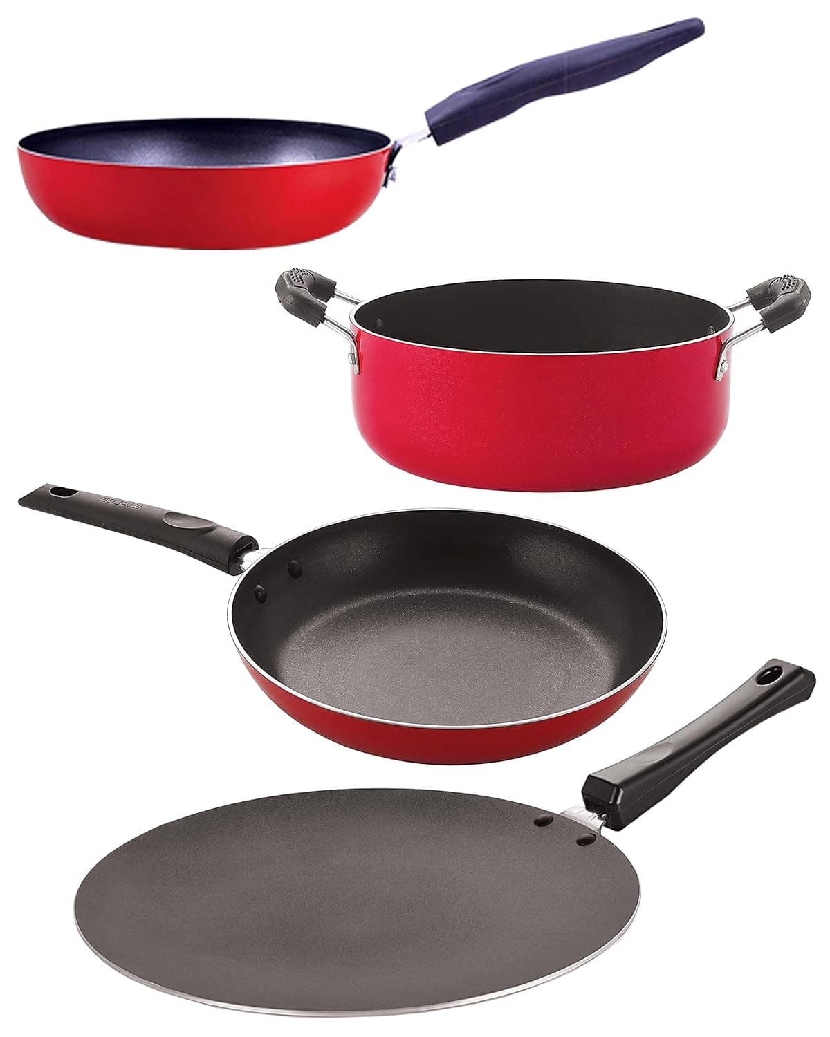 Nirlon Non-Stick Coated Dishwasher Safe Aluminium Kitchen Utencils Combo Set of 4-Pieces (CT12_TP22_CVG_CS24)