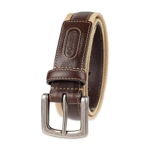 Columbia Men's Comfort Stretch Casual Fabric Belt, Khaki Stitched, 44