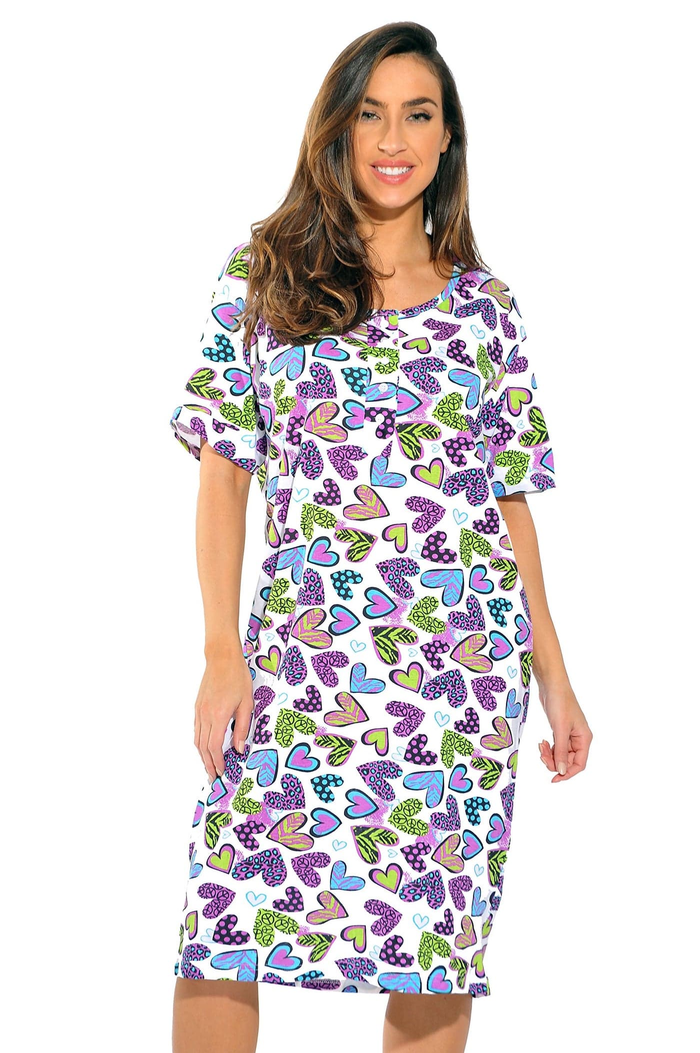 4360-R-10072-XL Just Love Short Sleeve Nightgown / Sleep Dress for Women / Sleepwear,Rebel Hearts,X-Large