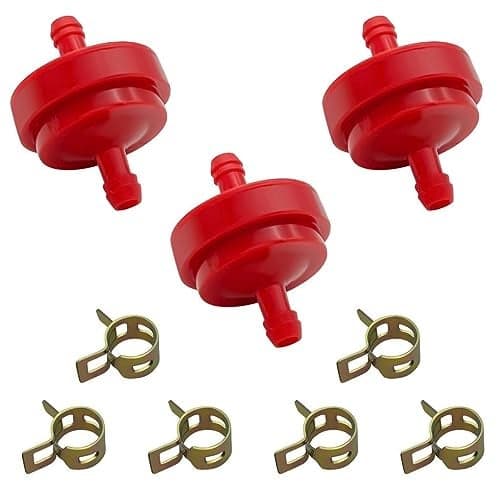 Strongthium Lawn Mower 14 Inch ID Inline Gas Fuel Filter 298090S Replacement for Briggs Stratton 298090 394358 1501729MA 4105 7024751YP 9513013 x3 with Fuel Clamps x6