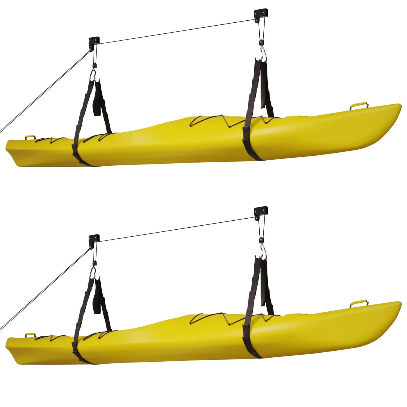 RAD Sportz Kayak Hoist 2Pack Quality Garage Storage Canoe Lift with 125 lb Capacity Even Works as Ladder Lift Premium Quality Pulley System Black