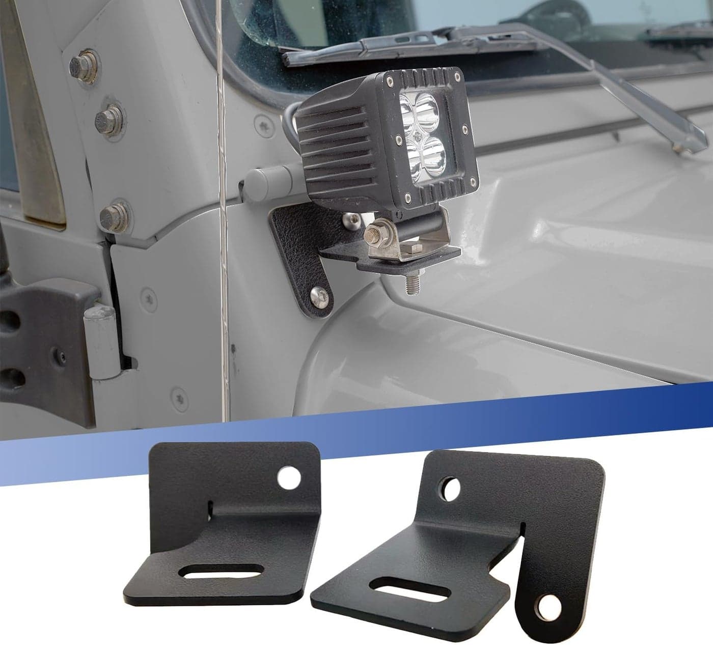 Generic Ritafc Lower Windshield Hinge Light Bracket Mount for Jeep Wrangler TJ YJ 1987-2006
