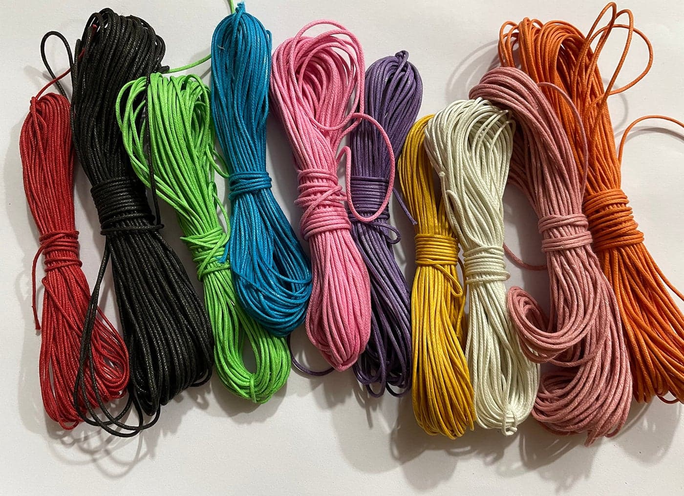 OMX 100 Mtr (10 Mtr Each Colour - 10 Colours) 1mm Thick Waxed Cotton Cord Thread Beading String for Jewelry Making