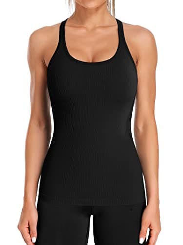 ATTRACO Women's Workout Yoga Racerback Tank Tops Sport Athletic Fitness Active Shirts Black