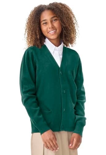 Classroom School Uniforms boys Uniform cardigan sweaters, Hunter Green, X-Small US