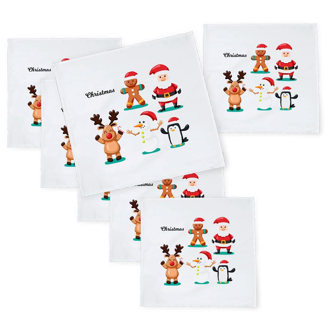 Khakee 6 Pcs Christmas Theme Silk Table Napkins 10x 10 for Xmas Decoration Christmas OrnamentsChristmas Giftxmas21569