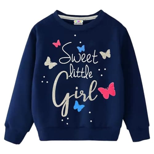 Kuchipoo Cotton Blend Girls Regular Fit Round Neck Winterwear Sweatshirt (KUC-SWT-325, 4-5 Years, Multi-Colored)