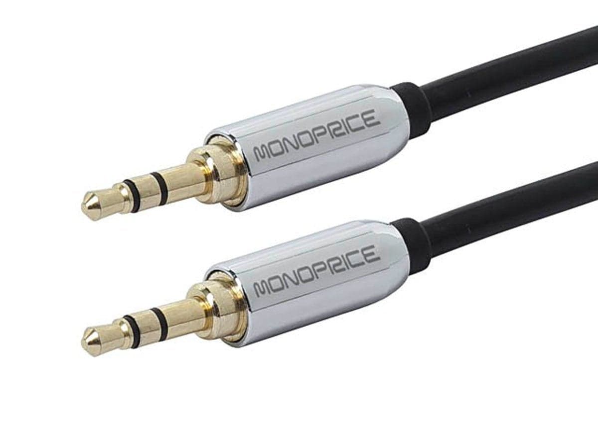 Monoprice Audio Cable - 3 Feet - Black | 3.5mm Stereo Male to 3.5mm Stereo Male Gold Plated Cable for Mobile