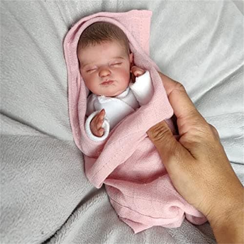 GYCV Lifelike Mini Reborn Dolls Boy Cheap 10 Inch Real Life Sleeping Newborn Baby Dolls that Look Real Babies Soft Cloth Body Realistic Eyes Closed Baby Dolls Toys Gifts for Kids Age 3