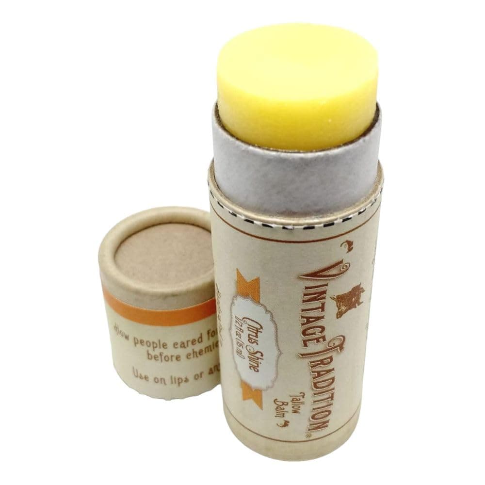 Vintage Tradition Moisturizing Beef Tallow Lip Balm Tube Lip Moisturizer with Citrus Lavender Essential Oil Blend Hydrates Soothes Dry Lips GrassFed Tallow Balm for Skin Care 05 Fl Oz