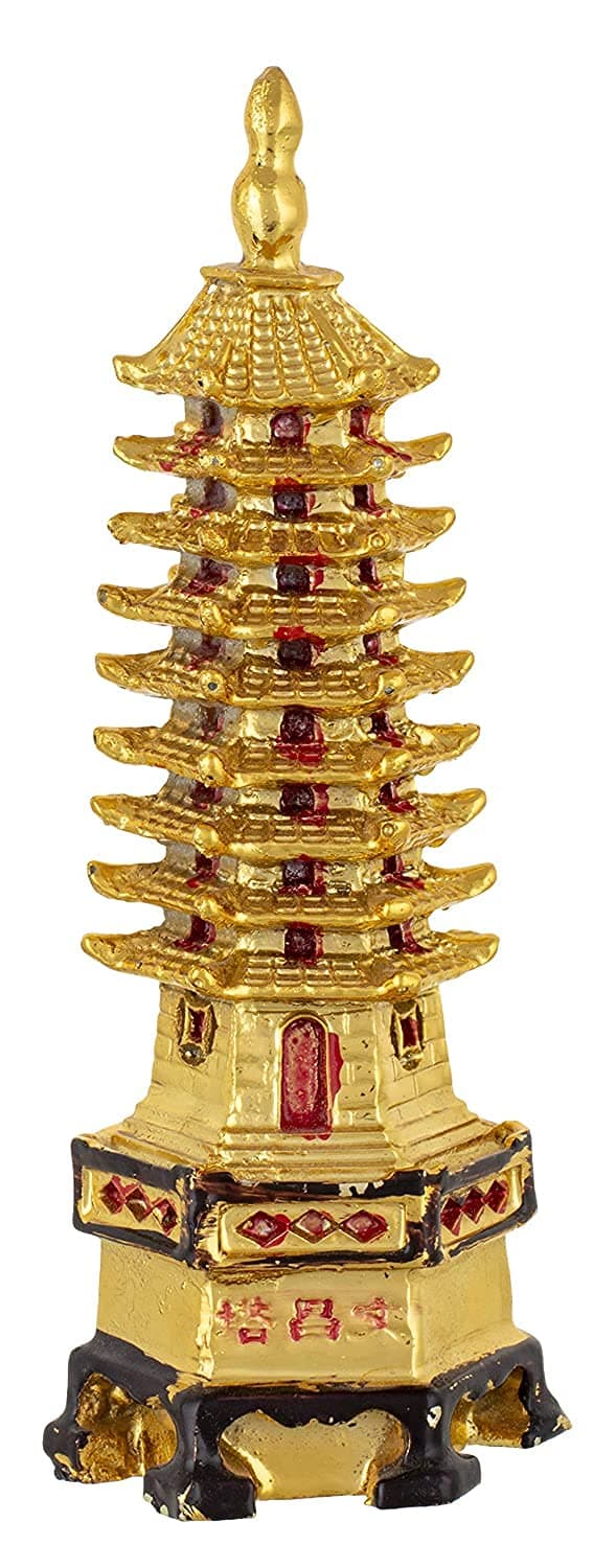 Revashree Craft World Fengshui Pagoda Education Tower 9 Layers Metal Copper Finish for Student Better Academic Performance Studies Memory Multicolor
