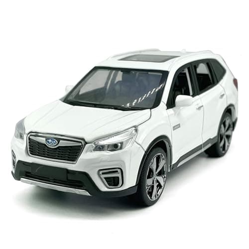 130 Scale 2021 Forester eBoxer SUV Model Toy Car Metal Diecast Toy Vehicle Doors Open Light Sound Pull Back Toys for Boys Kids Gifts Men Collection Home Office Dcor White