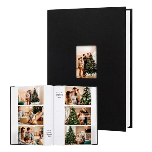 XFveivoo Photo Album 4x6 450 Photos with Writing Space,4 x 6 Photo Book Linen Cover with Front Window, 4x6 Picture Album 450 Photos Photo Album Book for Wedding Kids Travel Family Baby Pictures, Black