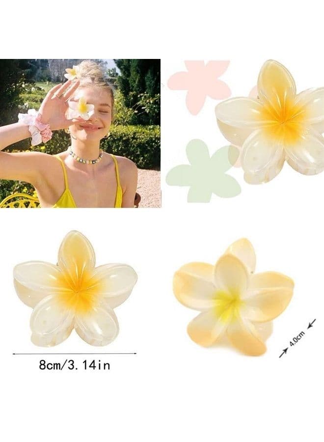 4Pcs Flower Hair Claw Clips Hawaiian Plumeria Flower Clips Strong Hold Nonslip Jaw Clips Hair Accessories for Women Girls (Color Random)