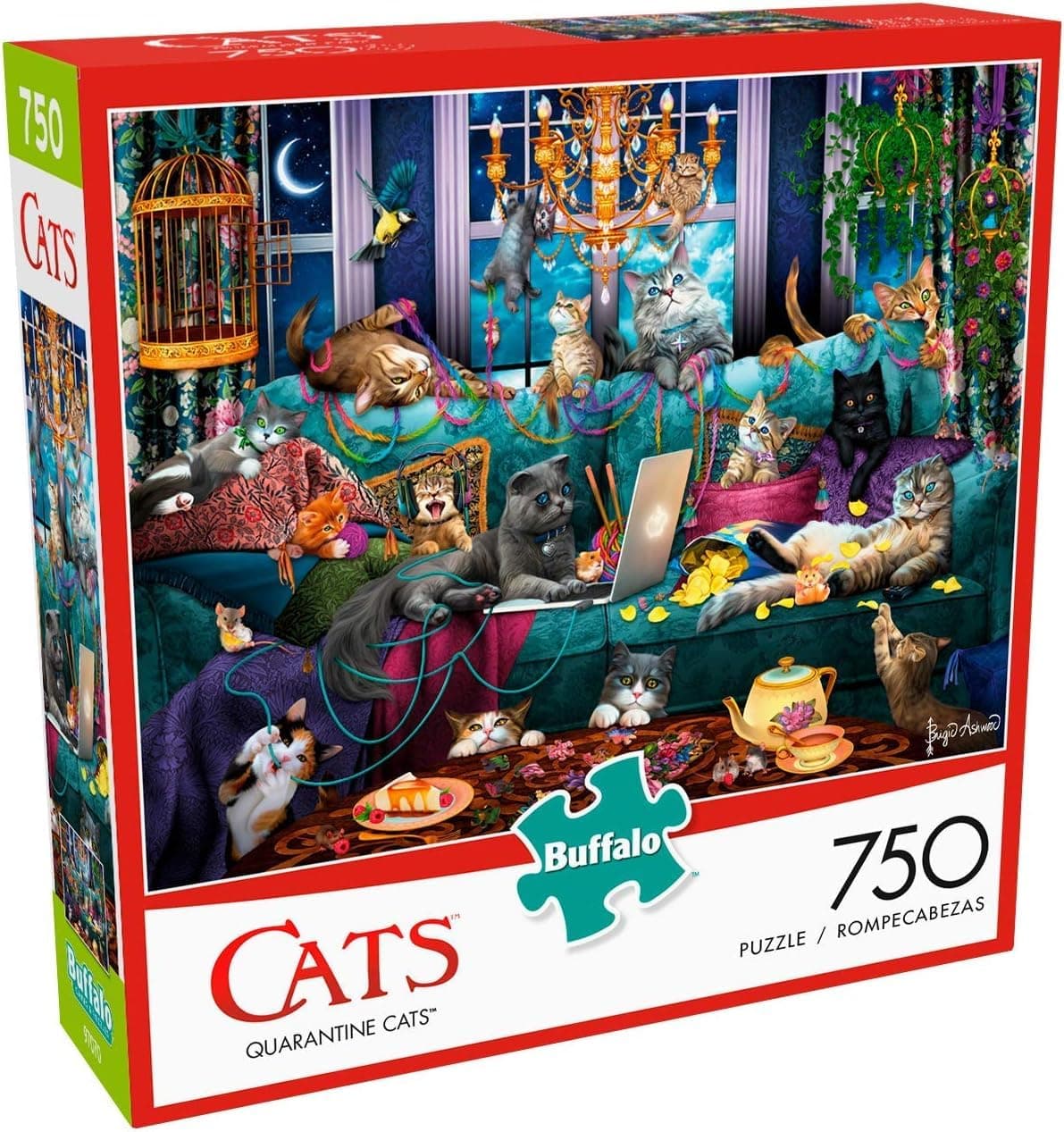 Buffalo Games Brigid Ashwood Quarantine Cats 750 Piece Jigsaw Puzzle For Adults Challenging Puzzle Perfect for Game Nights Finished Size is 2400 x 1800
