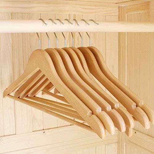 shreenath craft Holder India's First Unique Design Wooden Hanger for Clothes - Wardrobe, Sarees, Pants, Scarfs and Other Clothes (Locking Bar Hanger) Set of 6