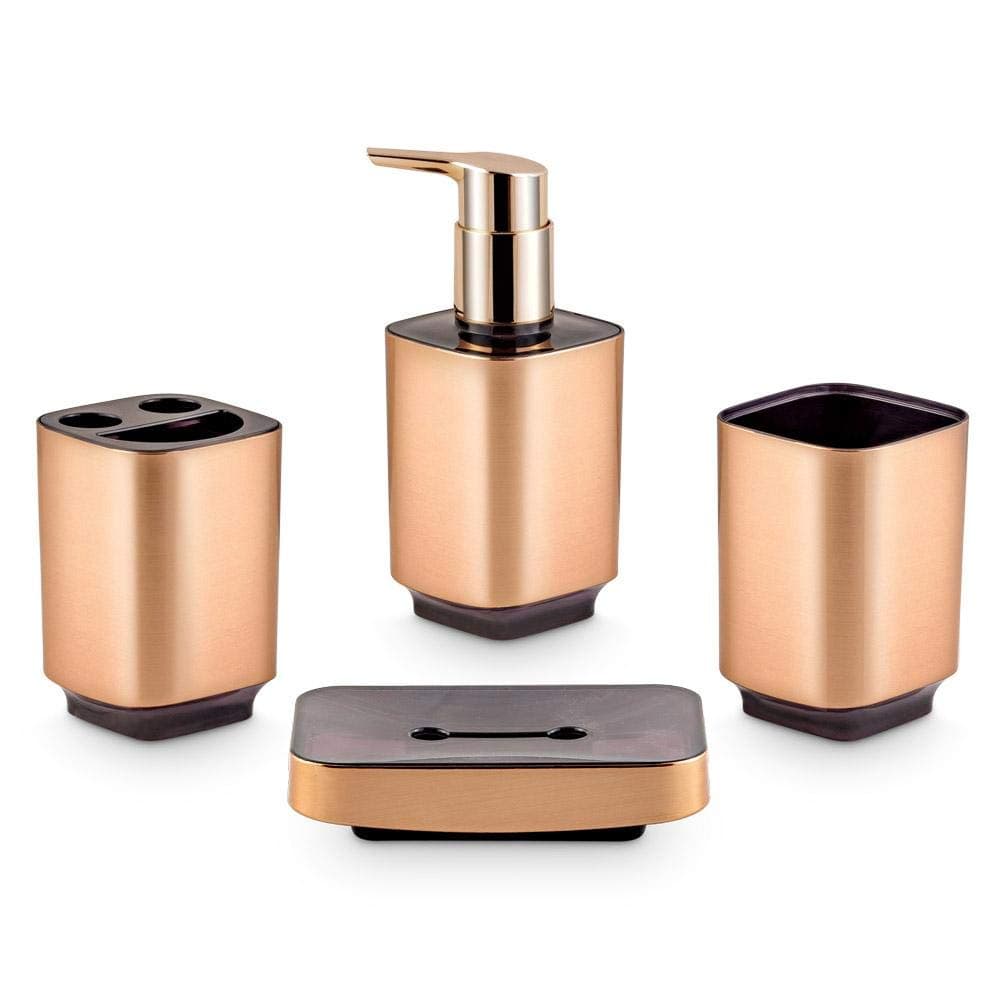 Freelance Windsor Polystyrene Bathroom SetDispenser Toothbrush Holder Tumbler Soap Dish Copper 4 Pieces
