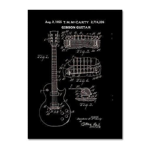 Trademark Fine Art 1955 McCarty Gibson Guitar Patent by Claire Doherty, 14 by 19", Black