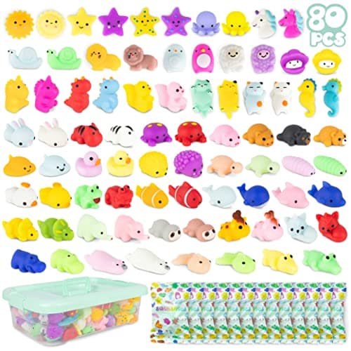 BONNYCO Mochi Squishy Toys Bulk for Kids Party Favors Pack 80 Goodie Bags Stuffers for Kids 35 48 Return Gifts Birthday Party Squishy Fidget Toys Pinata Stuffers Birthday Boys Girls Kawaii