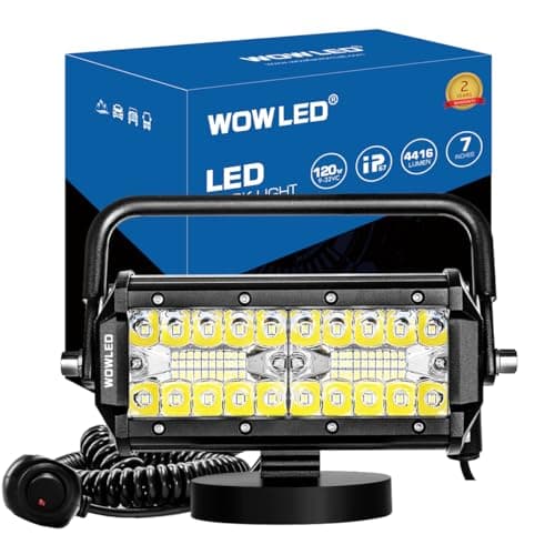 WFPOWER Magnetic LED Work Light Bar, 48W LED Combo Beam Light Pod with Magnetic Base Mount, Portable LED Light Flood and Spot for Camping Car SUV Boat Bar Truck Driving Lamp Fog Lights