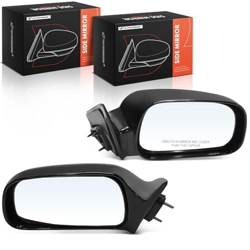 A-Premium Pair (2) Driver and Passenger Side Power Door Mirror - Compatible with Toyota Camry 2002 2003 2004 2005 2006 - Non-Heated, Non-Folding, Black Smooth - Outside Rear View Mirror - USA Built