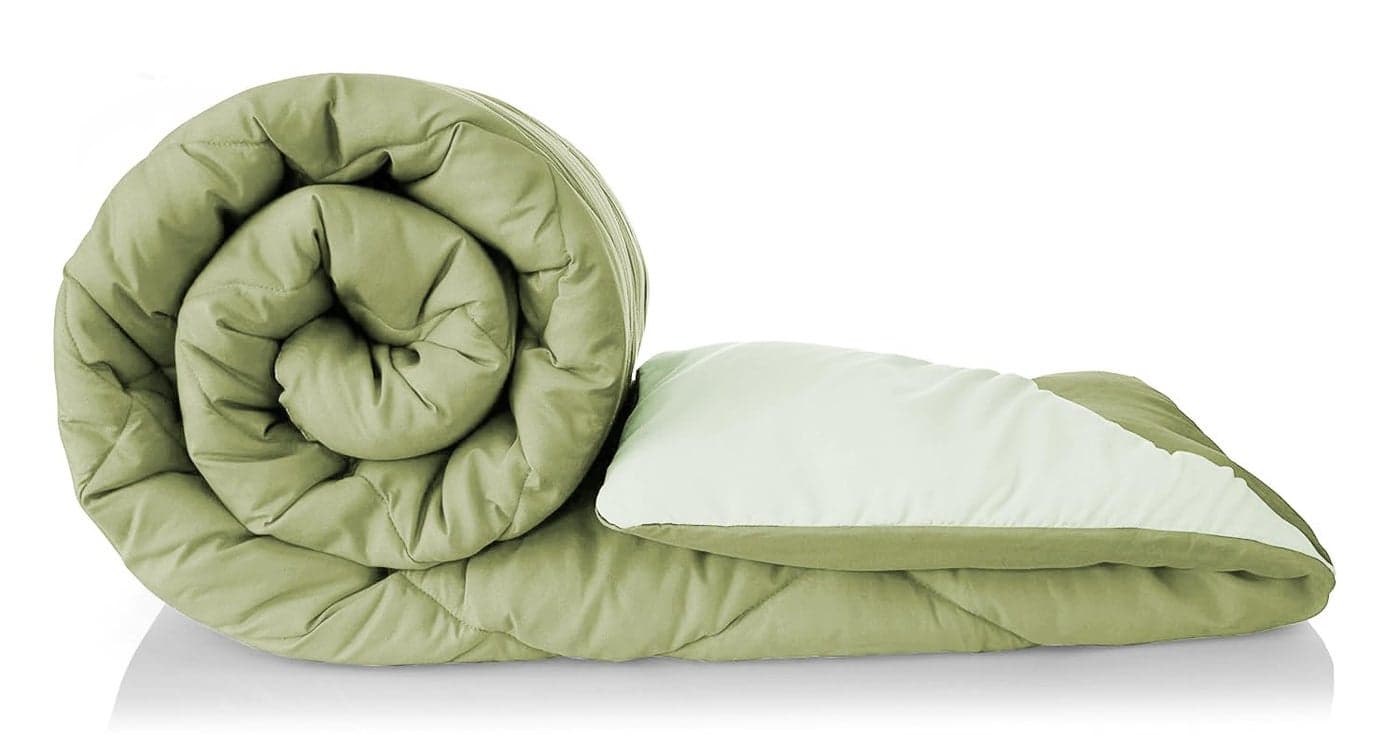 BSB HOME 220 GSM Solid Plain Reversible Summer Microfiber AC Comforter/Duvet| All Season Single Size 3 Layered Quilted Blanket for Single Bed (220 cm x 152 cm, Light Green)