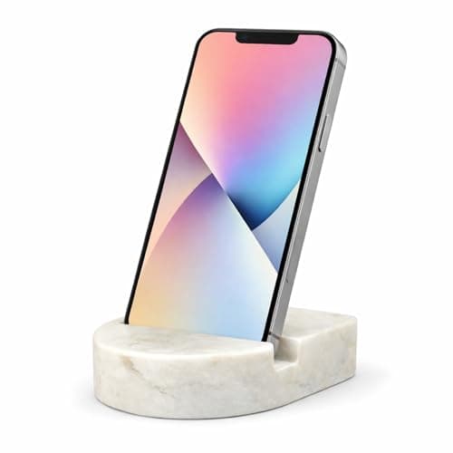 KC KULLICRAFT Natural White Marble Mobile Stand – Handcrafted Non-Slip Phone Holder for Desk, Bedside, Office – Elegant Smartphone Dock & Gift for Men, Women, Home & Office Décor.