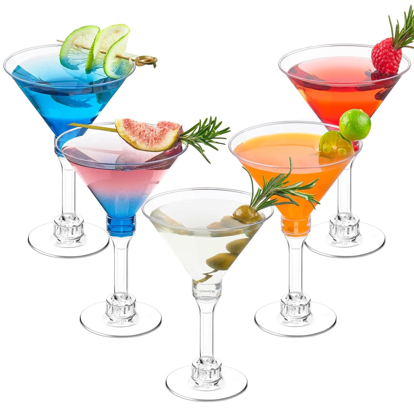 TOFLEN 40 Pack Plastic Martini Glasses 5 Oz Disposable Mini Tall Cocktail Cups Plastic Margarita Glasses Perfect for Summer Party Wine Drinks Appetizers Desserts