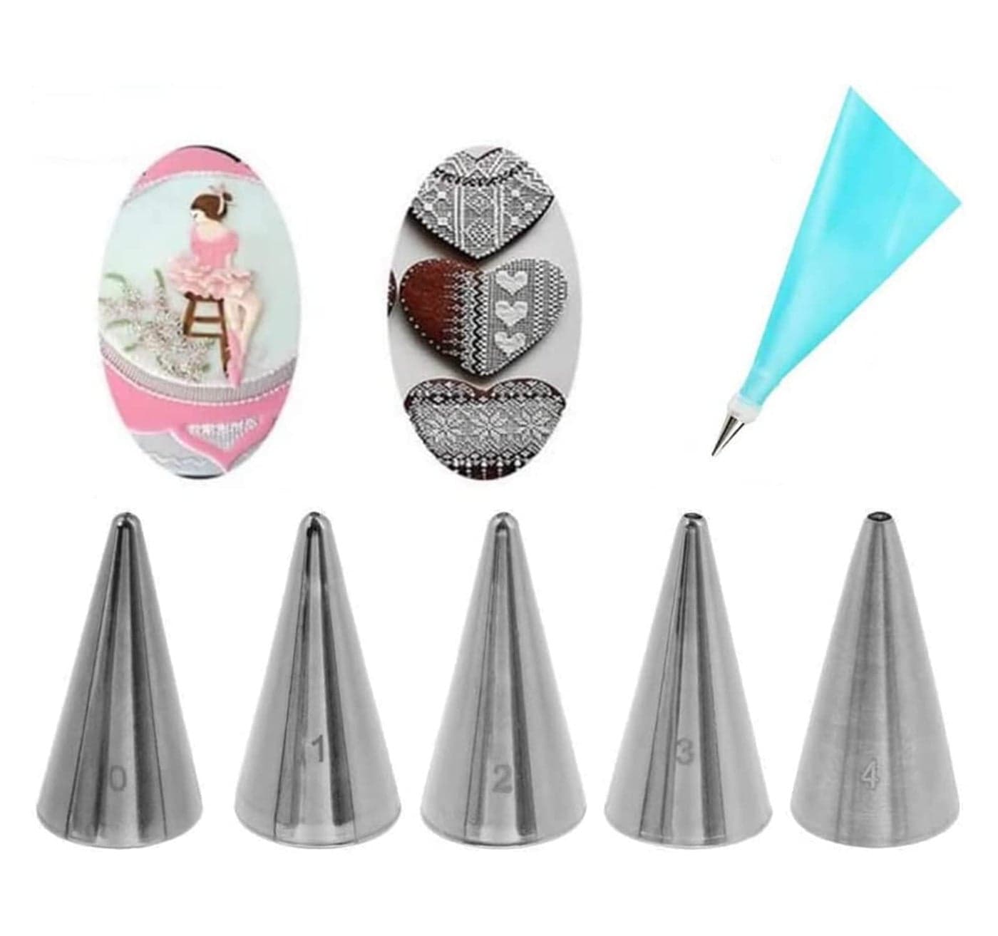 GOOTRADES 7 PcsSet Cake Decorating Tips 5 Writing Tube1 Coupler1 Silicone Pastry Bag