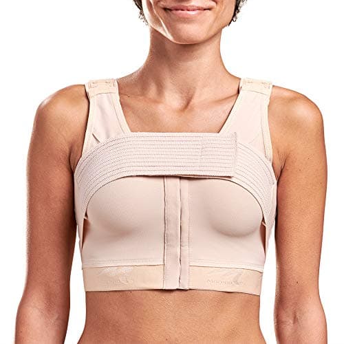 MARENA B2 Adjustable Shirred Front Shoulder Closure Post-Surgical Bra Beige