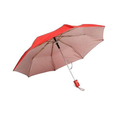 Citizen Umbrella for Men & Women, 3 Fold Auto Open, 8 Aluminium Ribs, UV Coated 190T Fabric, Windproof, Lightweight, Durable with Silver Coating, 22 Inch, Red